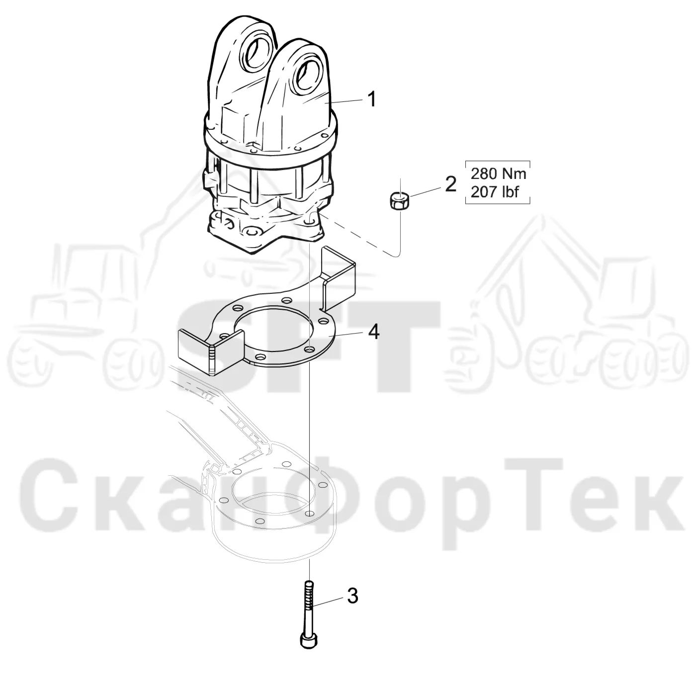 Схема: Komatsu / Лесозаготовительные машины / 911 S/N 9112062167- / Каталог запасных частей / Лесозаготовительное оборудование / Головка лесозаготовительной машины / S132 / Каталог запасных частей / Поворотные устройства и звенья / Поворотное устройство AV 17S