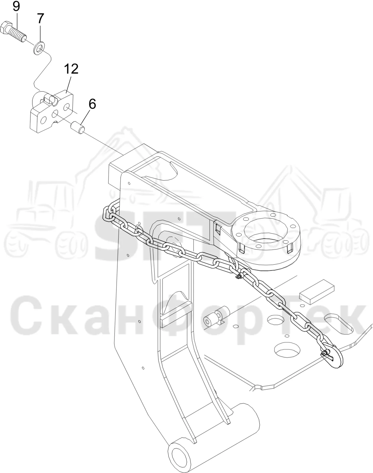 Схема: Komatsu / Лесозаготовительные машины / 911 S/N 9110062167- / Каталог запасных частей / Лесозаготовительное оборудование / Головка лесозаготовительной машины / S132 / Каталог запасных частей / Поворотные устройства и звенья / Держатель шланга