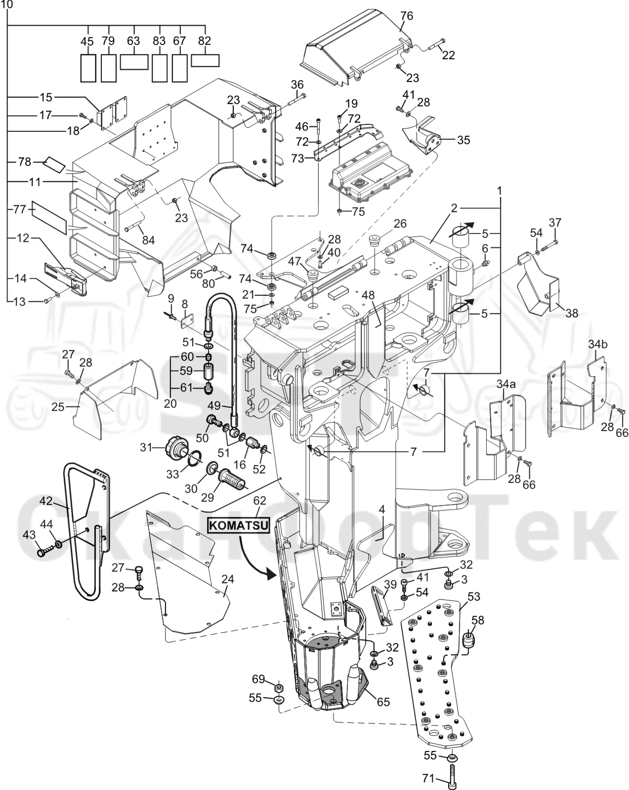 Схема: Komatsu / Лесозаготовительные машины / 951 S/N 9510004367- / Каталог запасных частей / Лесозаготовительное оборудование / Головка лесозаготовительной машины / S172 / Каталог запасных частей / шасси / шасси