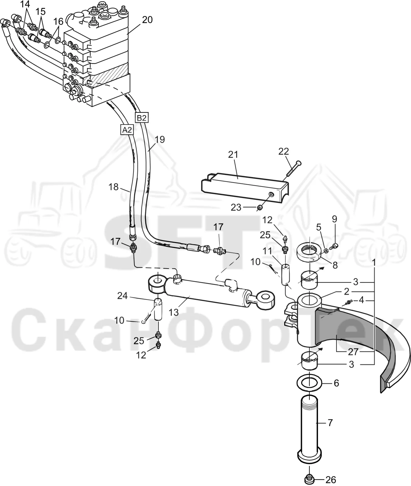 Схема: Komatsu / Лесозаготовительные машины / 931 S/N 9310021067- / Каталог запасных частей / Лесозаготовительное оборудование / Головка лесозаготовительной машины / S172 / Каталог запасных частей / Обрезка сучьев / Задние сучкорезные ножи