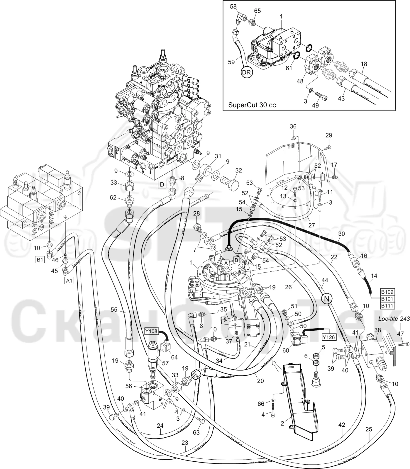 Схема: Komatsu / Лесозаготовительные машины / 931 S/N 9310021067- / Каталог запасных частей / Лесозаготовительное оборудование / Головка лесозаготовительной машины / S172 / Каталог запасных частей / Резка / Устройство резки/руководство Натяжитель цепи,30cc 3172017061-