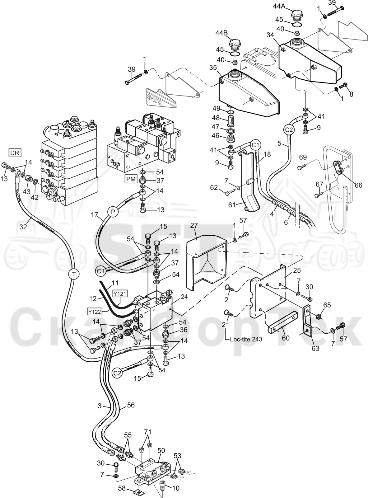 Схема: Komatsu / Лесозаготовительные машины / 931 S/N 9310021067- / Каталог запасных частей / Лесозаготовительное оборудование / Головка лесозаготовительной машины / S172 / Каталог запасных частей / Резка / Цветовая маркировка