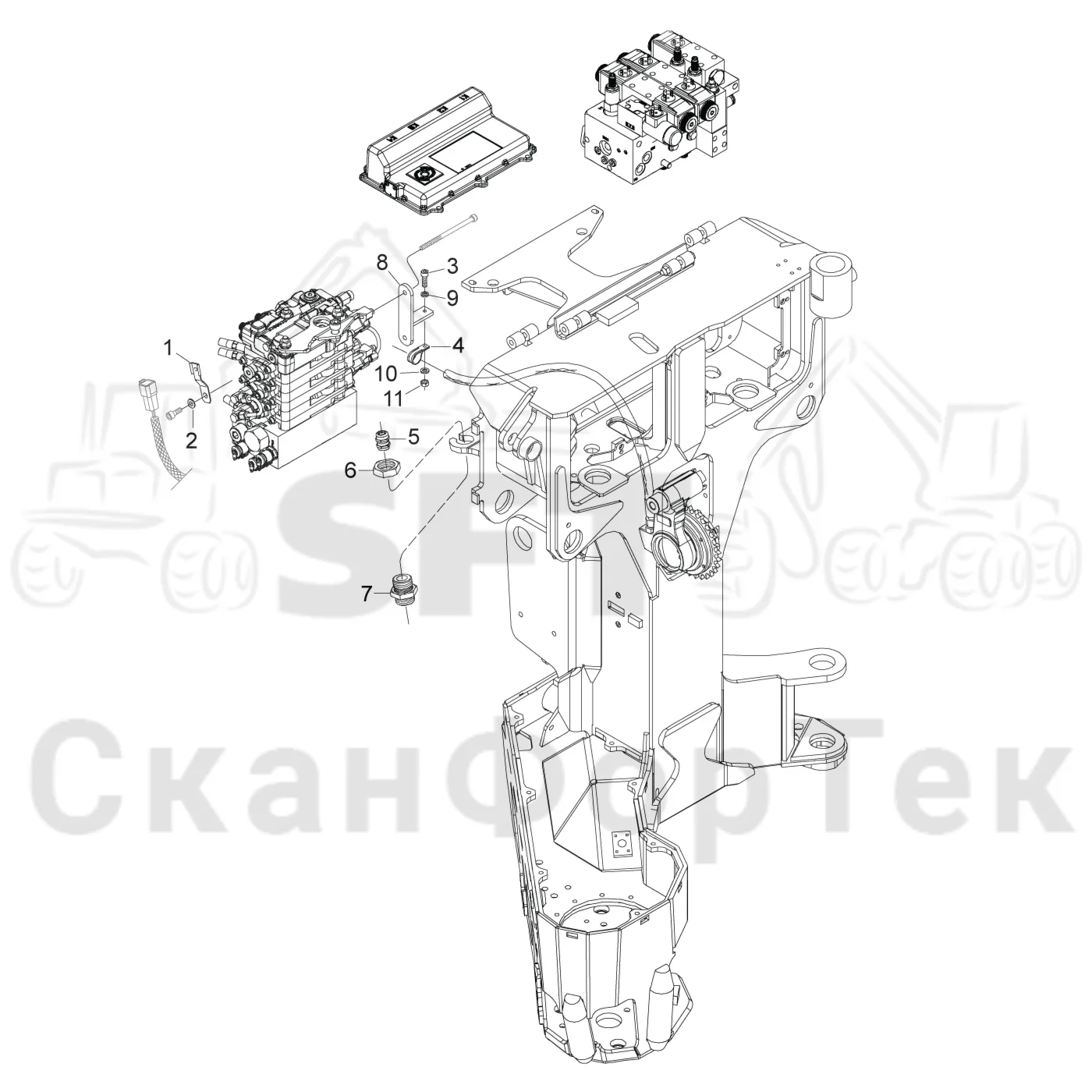Схема: Komatsu / Головки лесозаготовительной машины / S Головки лесозаготовительной машины / S82 / Каталог запасных частей / Система управления / Монтаж