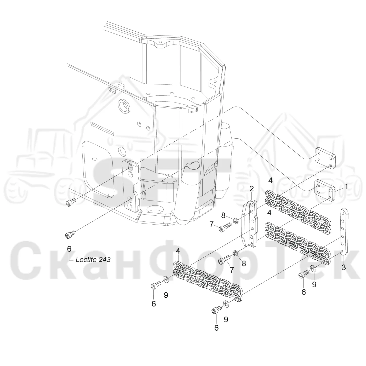 Схема: Komatsu / Головки лесозаготовительной машины / S Головки лесозаготовительной машины / S82 / Каталог запасных частей / Резка / защита