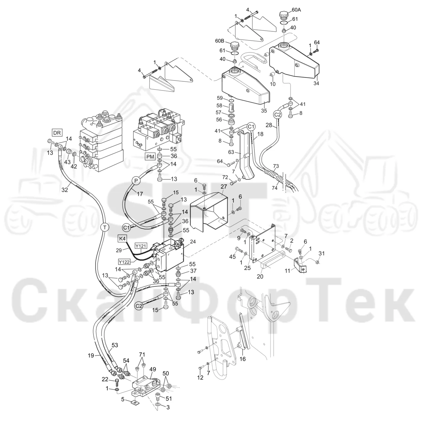 Схема: Komatsu / Головки лесозаготовительной машины / S Головки лесозаготовительной машины / S82 / Каталог запасных частей / Резка / Цветовая маркировка