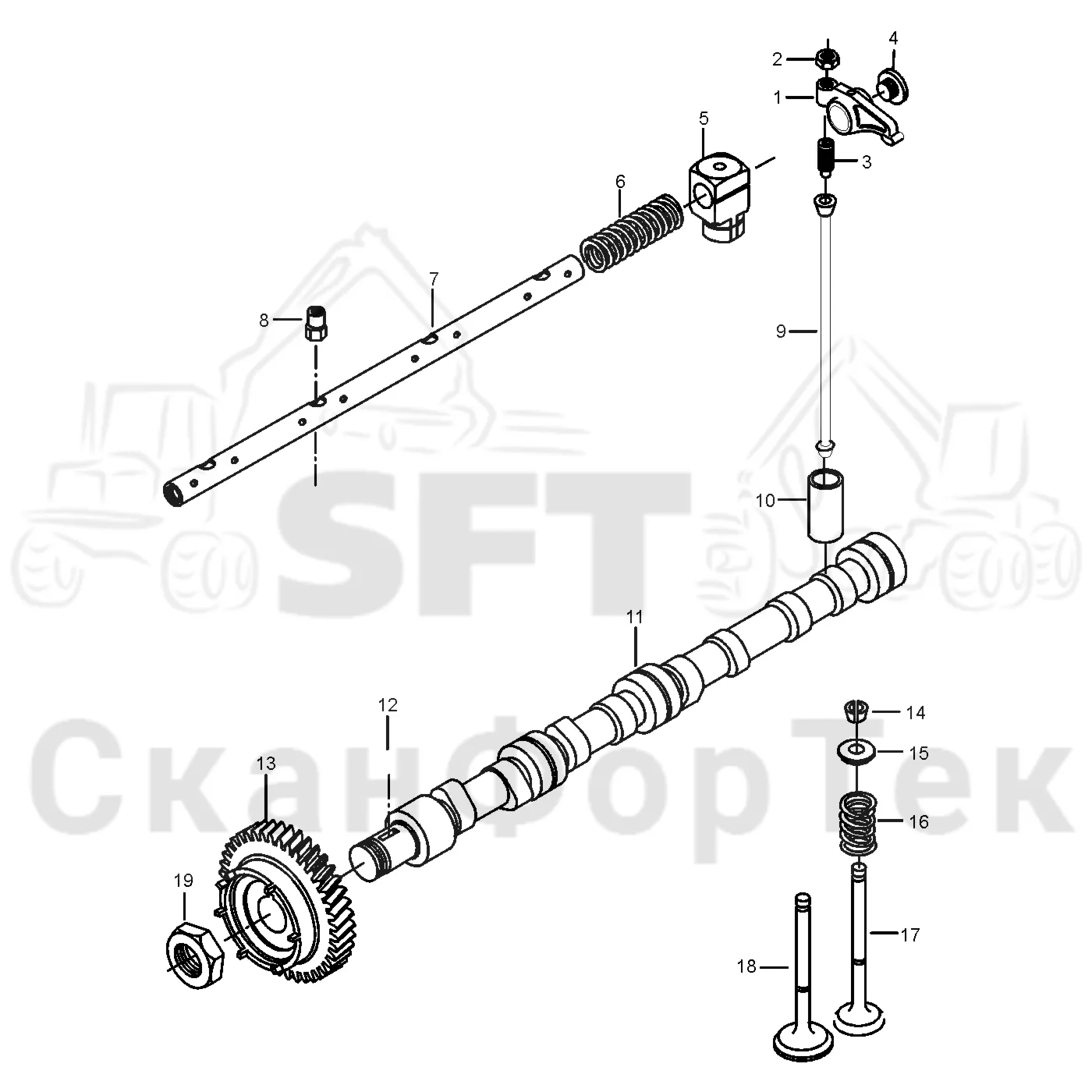 Схема: Valmet / Форвардер / Valmet 830.3 / Valmet 830.3 / Каталог запасных частей / Двигатель / Двигатель 311172- / Блок двигателя / Механизм клапана