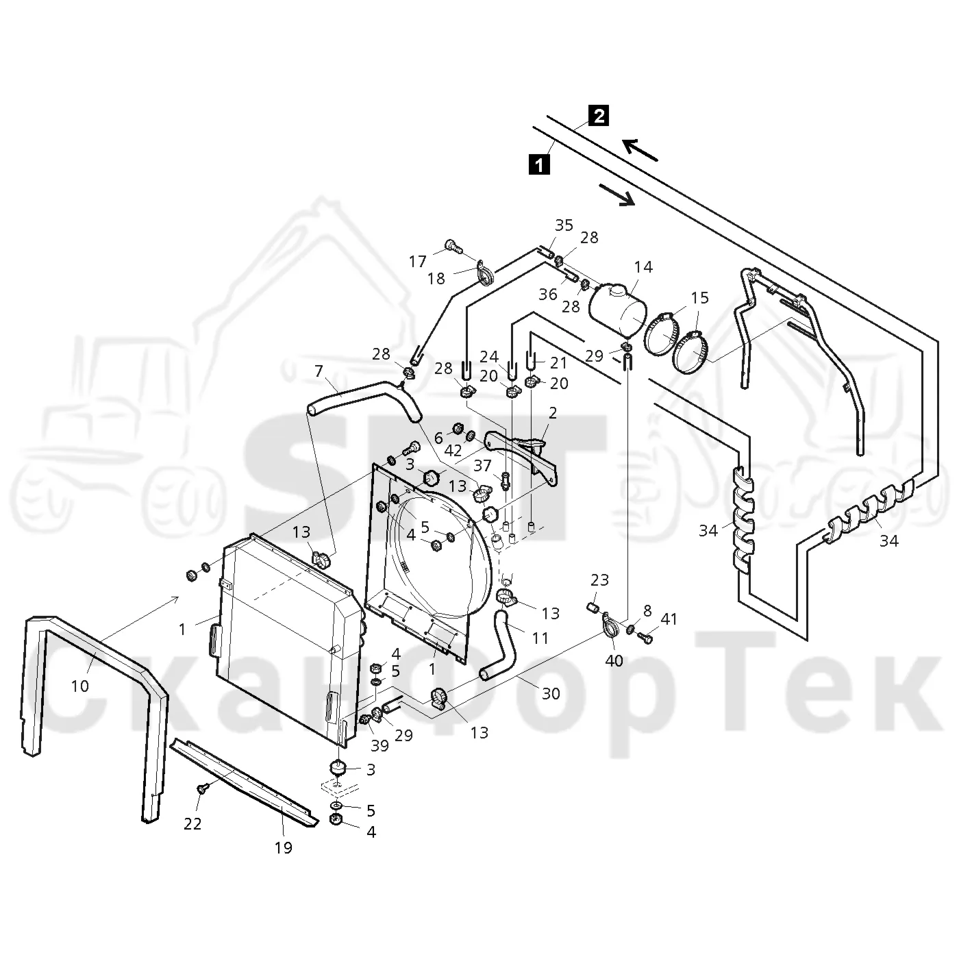 Схема: Valmet / Форвардер / Valmet 830.3 / Valmet 830.3 / Каталог запасных частей / Двигатель / Двигатель 311172- / Система охлаждения / Система охлаждения двигателя