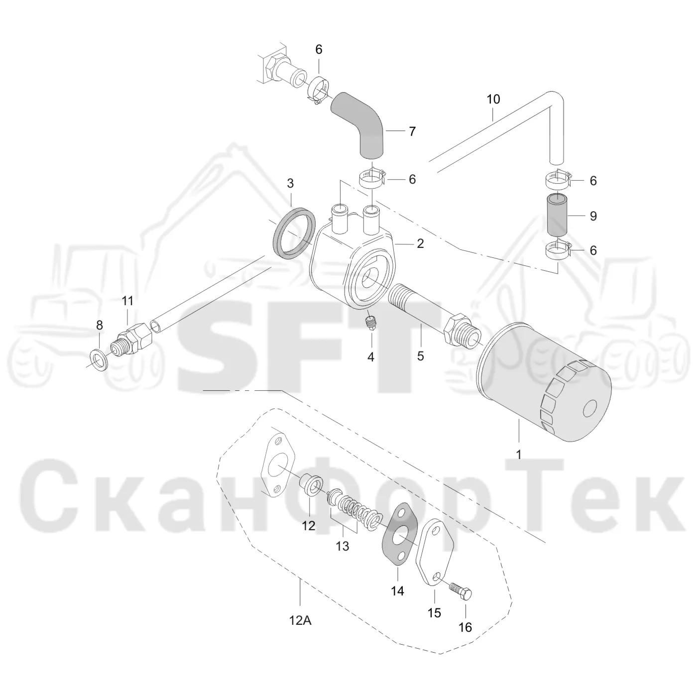 Схема: Valmet / Форвардер / Valmet 830.3 / Valmet 830.3 / Каталог запасных частей / Двигатель / Двигатель 311172- / Система смазки / Масляный фильтр