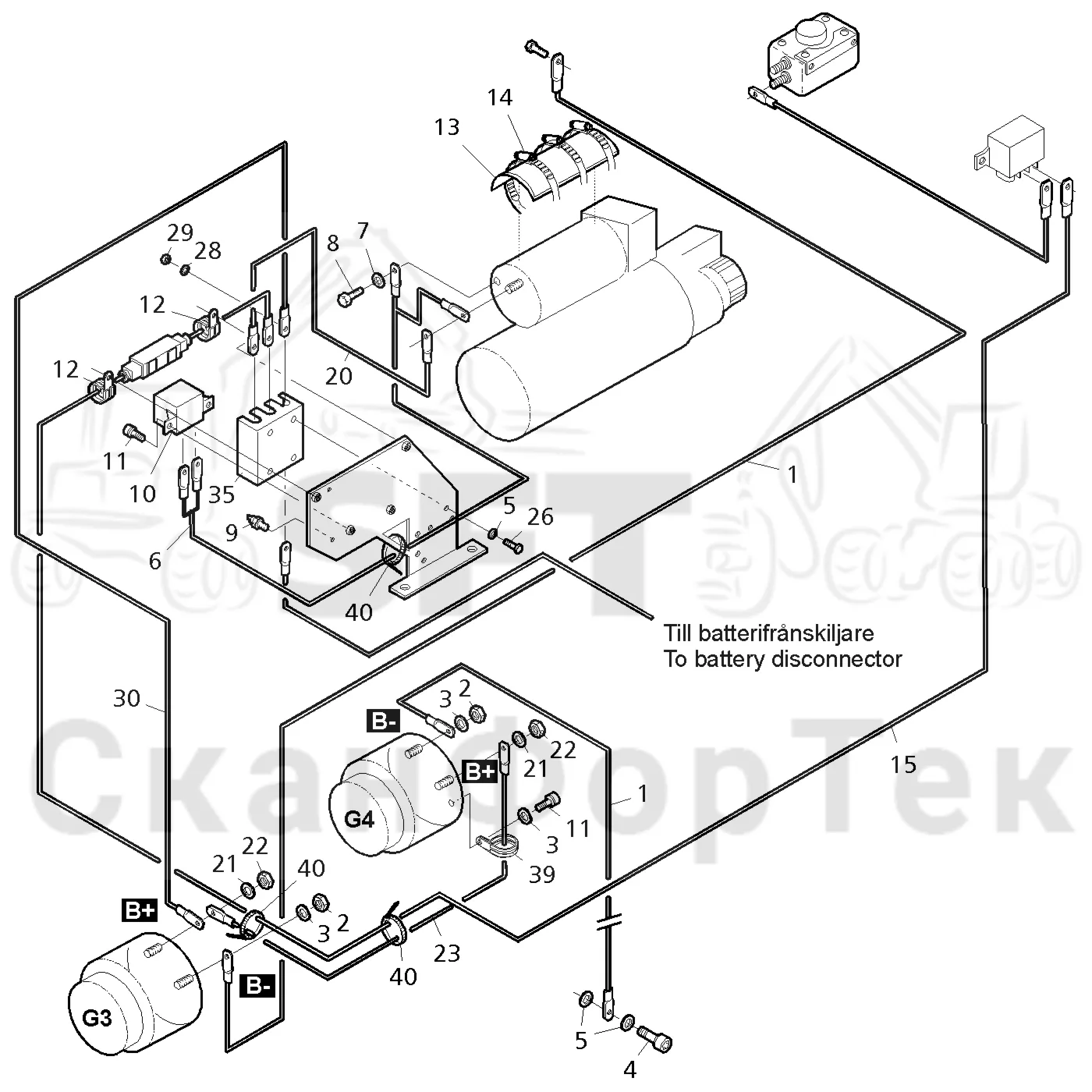 Схема: Valmet / Форвардер / Valmet 830.3 / Valmet 830.3 / Каталог запасных частей / Двигатель / Двигатель -311171 / Генератор переменного тока / Комплект электрооборудования генератора