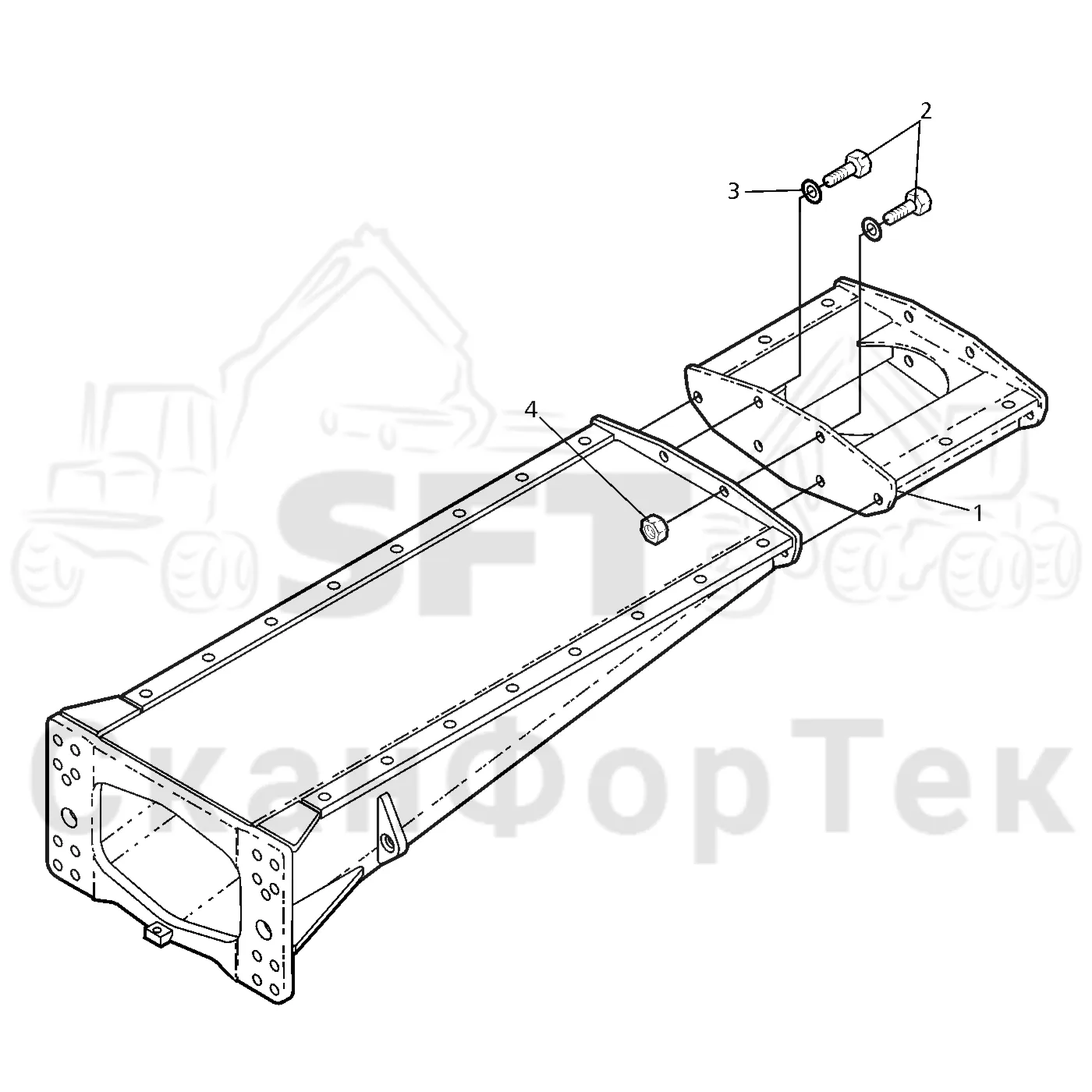 Схема: Valmet / Форвардер / Valmet 830 / Valmet 830 / Каталог запасных частей / шасси / Рамы / Рама, задняя Выдвижная часть