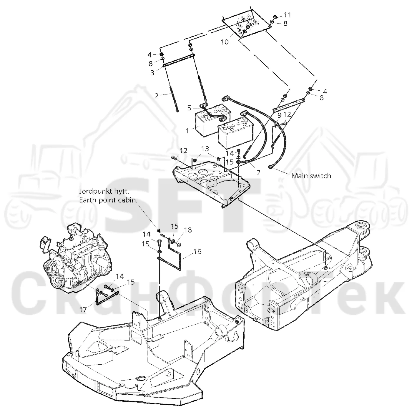 Схема: Valmet / Форвардер / Valmet 830.3 / Valmet 830.3 / Каталог запасных частей / шасси / Электрический Оборудование / Комплект сетевого кабеля 110 А-час