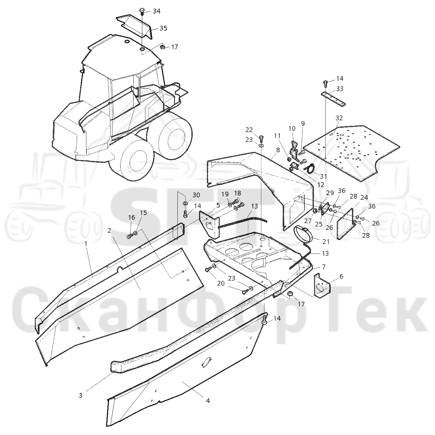 Схема: Valmet / Форвардер / Valmet 830 / Valmet 830 / Каталог запасных частей / шасси / Капоты и крышки / защита