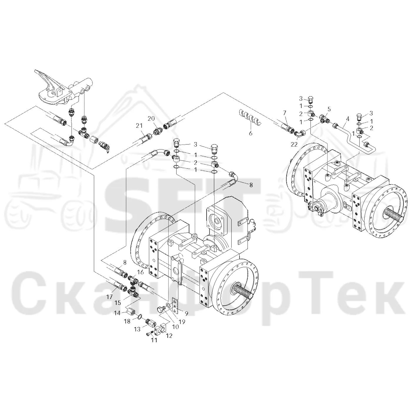 Схема: Komatsu / Форвардер / 830.3 / Каталог запасных частей / Тормоза / Тормоза на 8 колес / Oi?iiciay nenoaia
