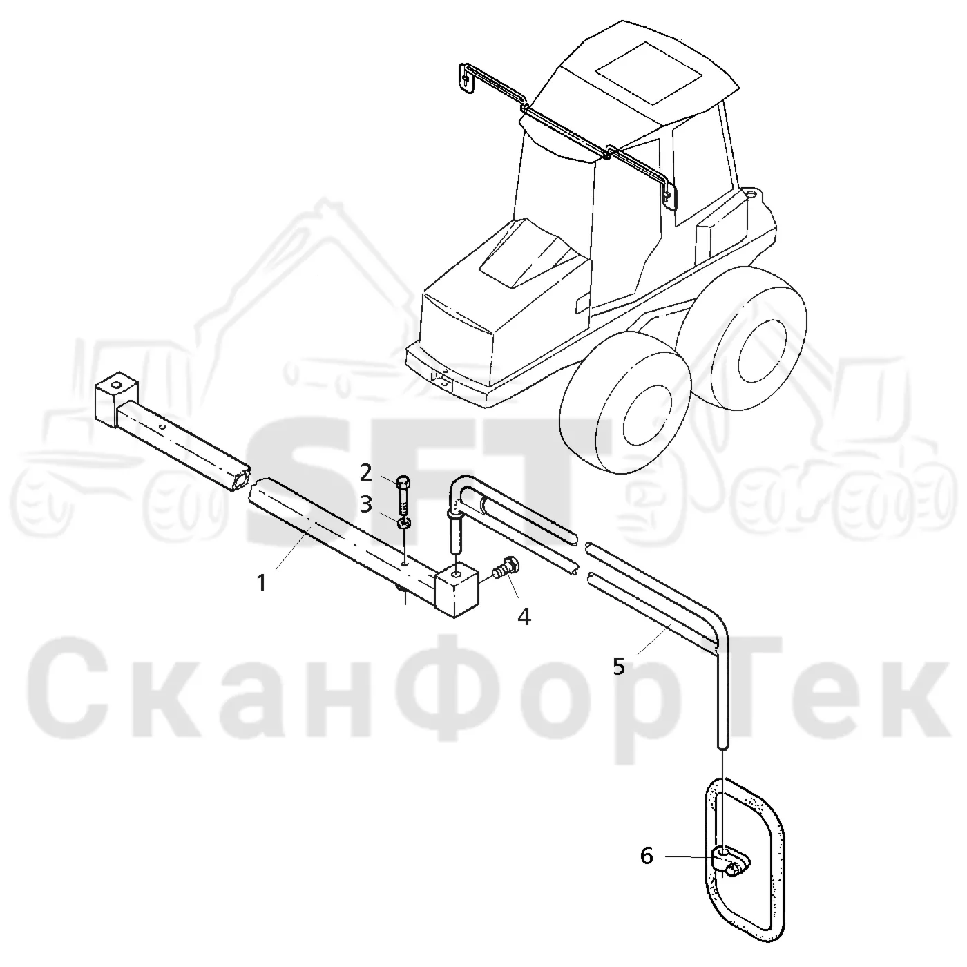Схема: Valmet / Форвардер / Valmet 840TX / Valmet 840TX / Каталог запасных частей / Кабина / Кабина / Зеркало заднего вида