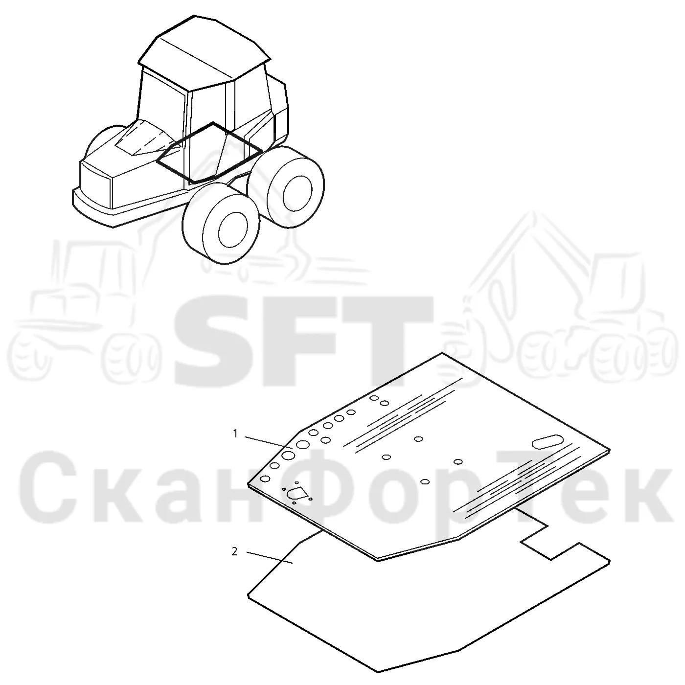Схема: Valmet / Форвардер / Valmet 890.1 / Valmet 890.1 Ch. -117350, -119440 / Valmet 890.1 Ch. -117350, -11 / Каталог запасных частей / Кабина / Салон / Звукоизоляция