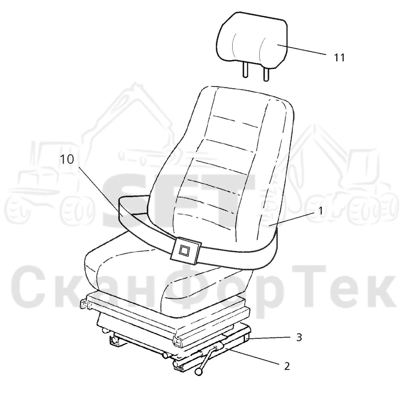 Схема: Valmet / Форвардер / Valmet 840.4 / Valmet 840.4 / Каталог запасных частей / Кабина / Сиденья / Сиденье KAB Basic