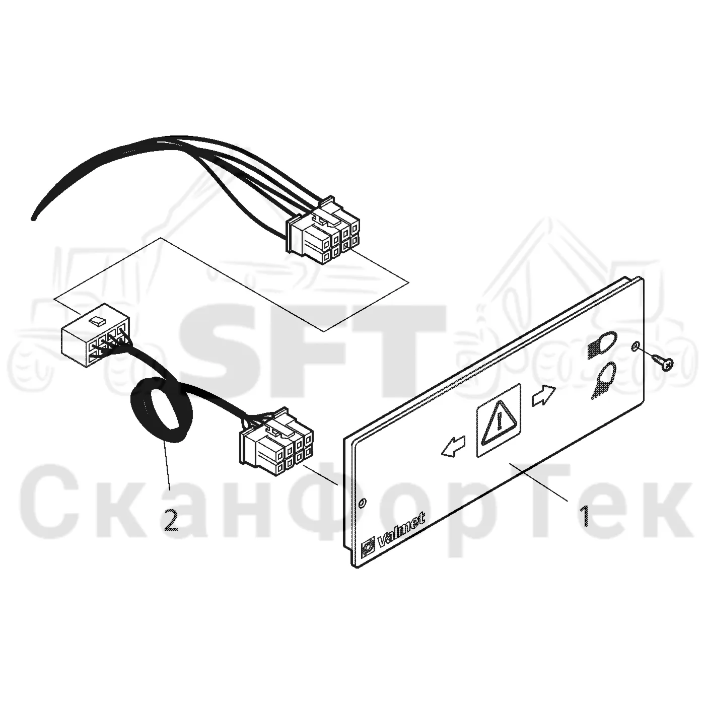 Схема: Valmet / Форвардер / Valmet 840.3 / Valmet 840.3 Ch. -311173 / Valmet 840.3 Ch. -311173 / Каталог запасных частей / Кабина / Электрический / Дисплейное устройство