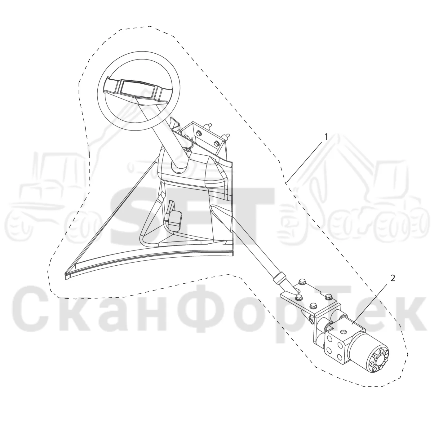 Схема: Komatsu / Лесозаготовительные машины / 901TX .1 / Каталог запасных частей / Рулевое управление / Рулевое управление Orbitrol / Рулевая колонка