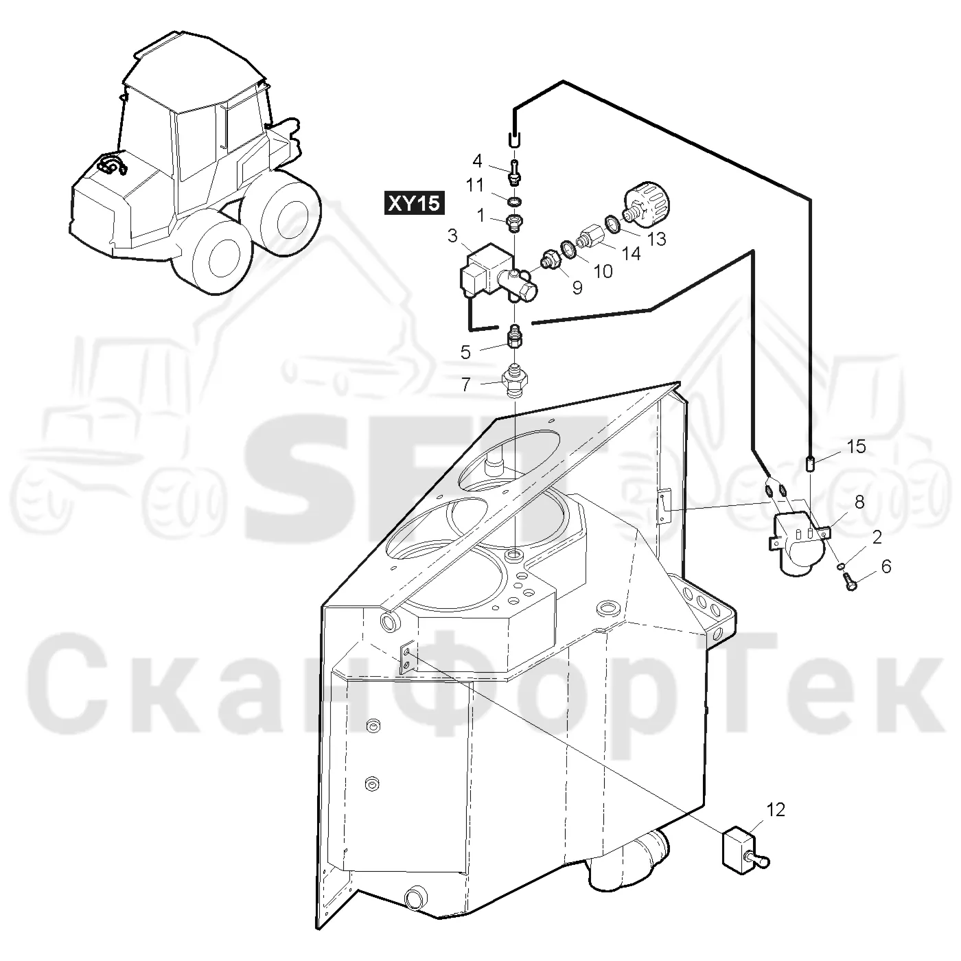 Схема: Valmet / Форвардер / Valmet 830.1 / Valmet 830.1 / Каталог запасных частей / Гидравлика / Бак гидравлики / Вакуумный насос