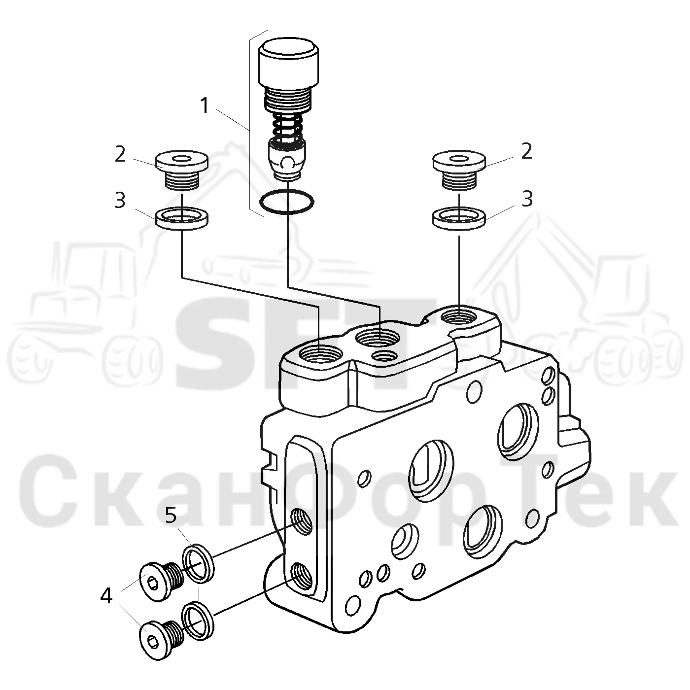 Схема: Valmet / Форвардер / Valmet 840.3 / Valmet 840.3 Ch. 311174- / Valmet 840.3 Ch. 311174- / Каталог запасных частей / Гидравлика / Узел клапана / Впускная секция