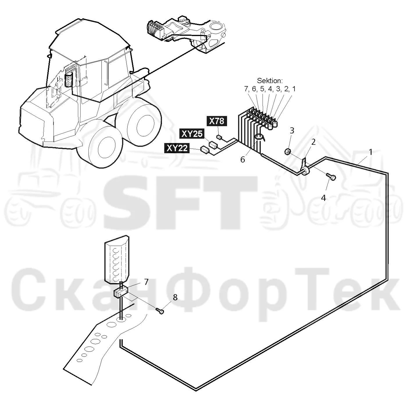 Схема: Valmet / Форвардер / Valmet 830.3 / Valmet 830.3 / Каталог запасных частей / Гидравлика / Электрический / Комплект электрооборудования клапана