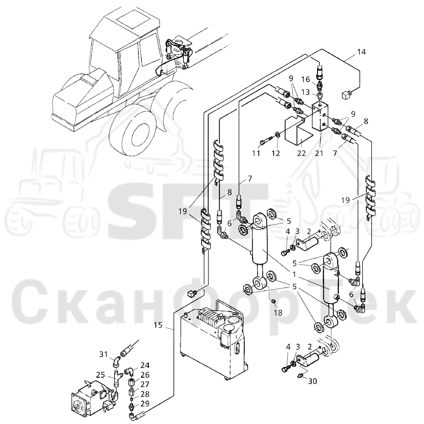 Схема: Valmet / Форвардер / Valmet 890.3 / Valmet 890.3 / Каталог запасных частей / шасси / Стабилизация / Стабилизация