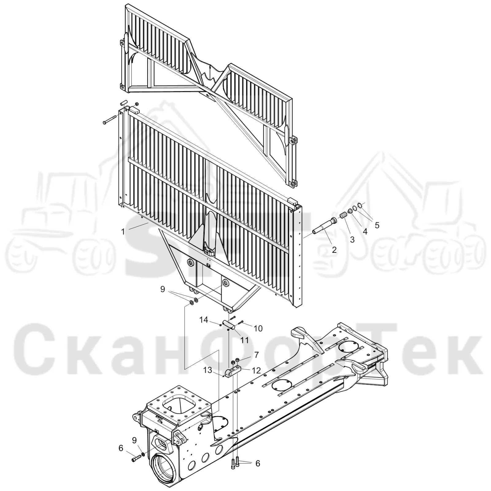 Схема: Valmet / Форвардер / Valmet 890.3 / Valmet 890.3 / Каталог запасных частей / шасси / Зона погрузки / Заслонка, фиксированная