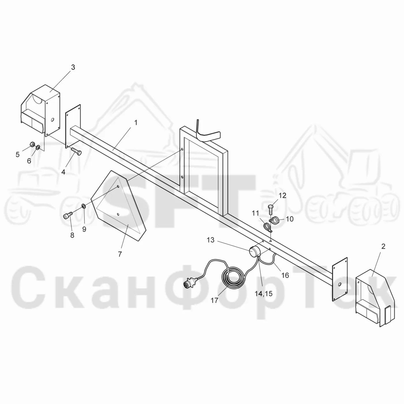 Схема: Komatsu / Форвардер / 890.3 / Каталог запасных частей / шасси / Электрический Оборудование / Узел задних фонарей