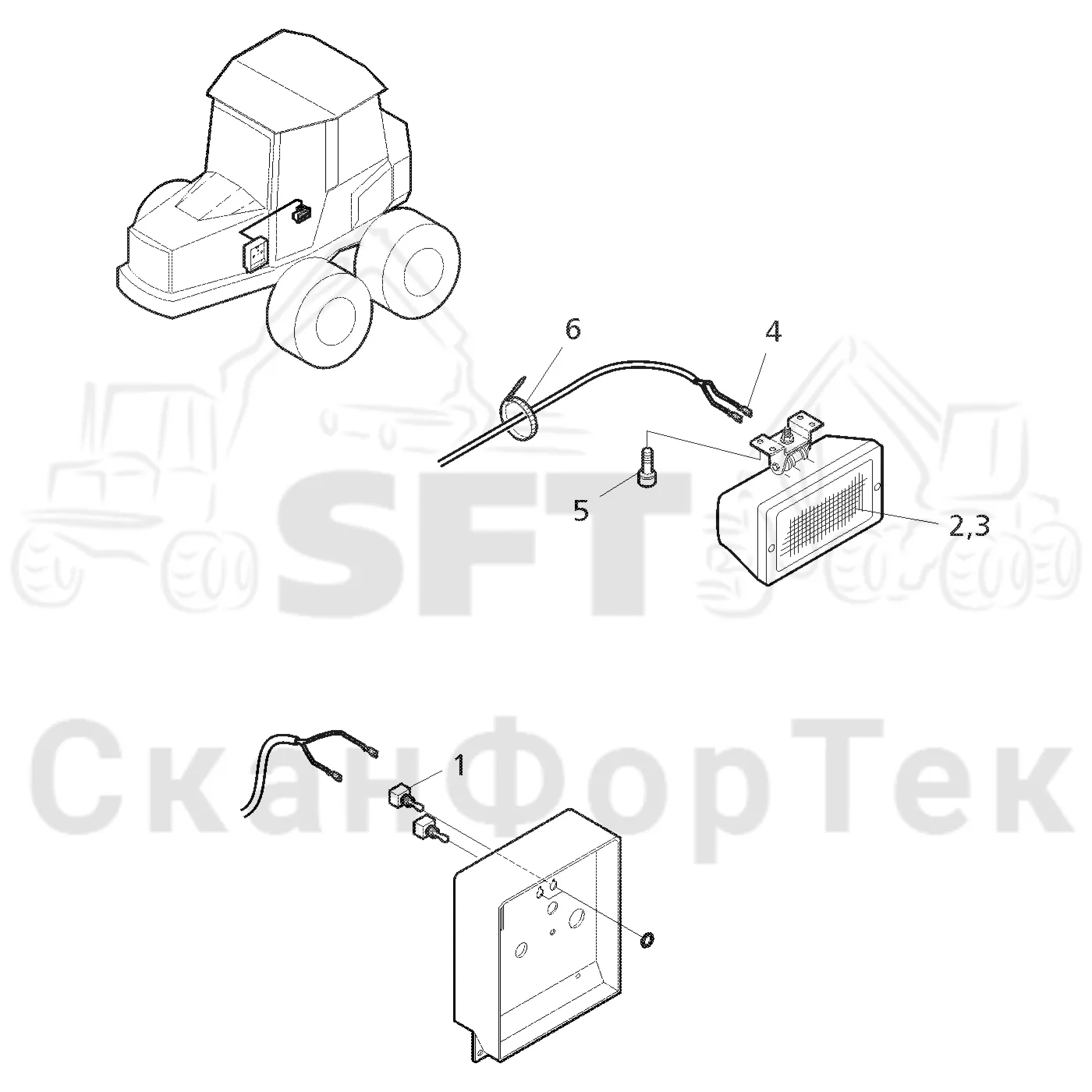 Схема: Valmet / Форвардер / Valmet 860.4 / Valmet 860.4 / Каталог запасных частей / шасси / Электрический Оборудование / Отсек двигателя, лампы