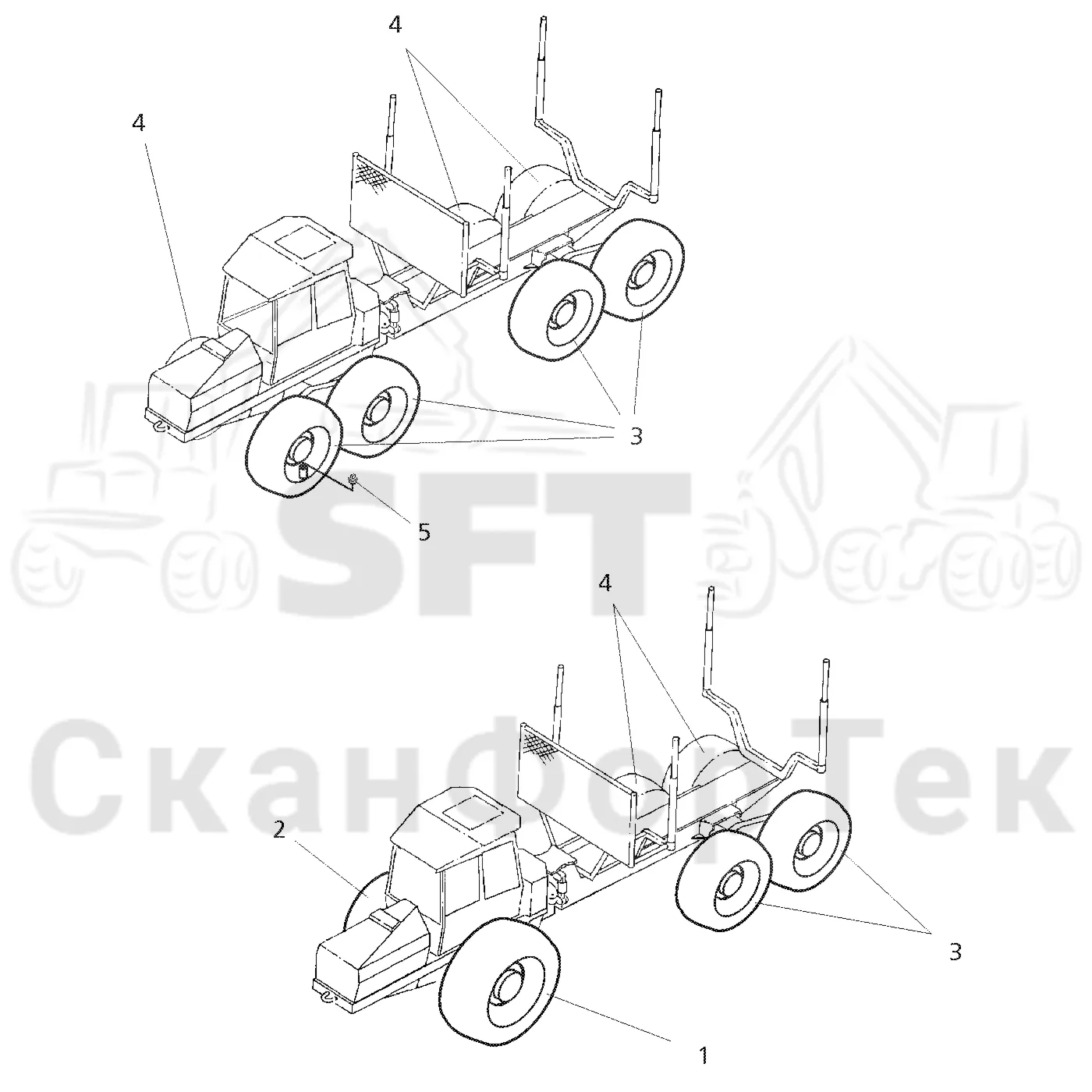 Схема: Valmet / Форвардер / Valmet 860.4 / Valmet 860.4 / Каталог запасных частей / Коробка передач / Оборудование шин / колесо Trelleborg