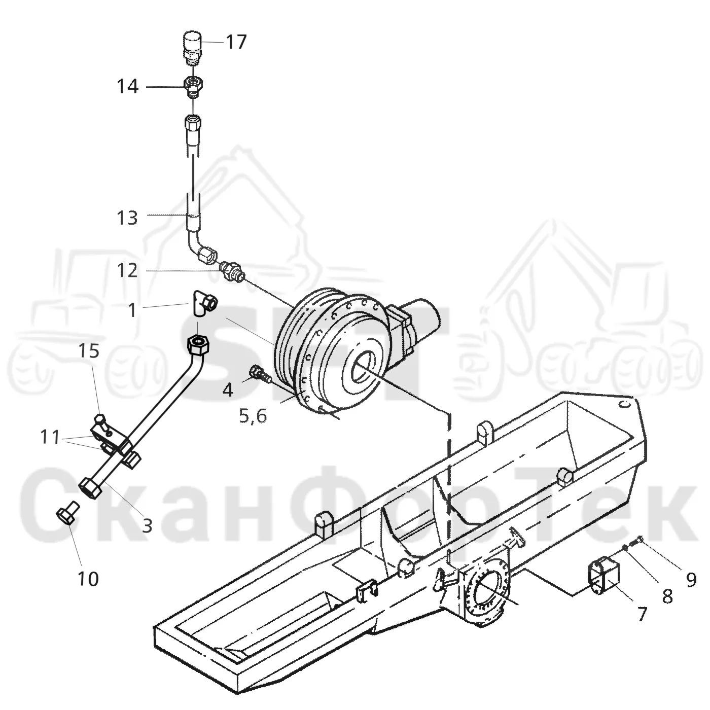 Схема: Valmet / Форвардер / Valmet 890.1 / Valmet 890.1 Ch. -117350, -119440 / Valmet 890.1 Ch. -117350, -11 / Каталог запасных частей / Тормоза / Тормозная коробка / Тормозная коробка передняя / Тормозная коробка передняя 310377-