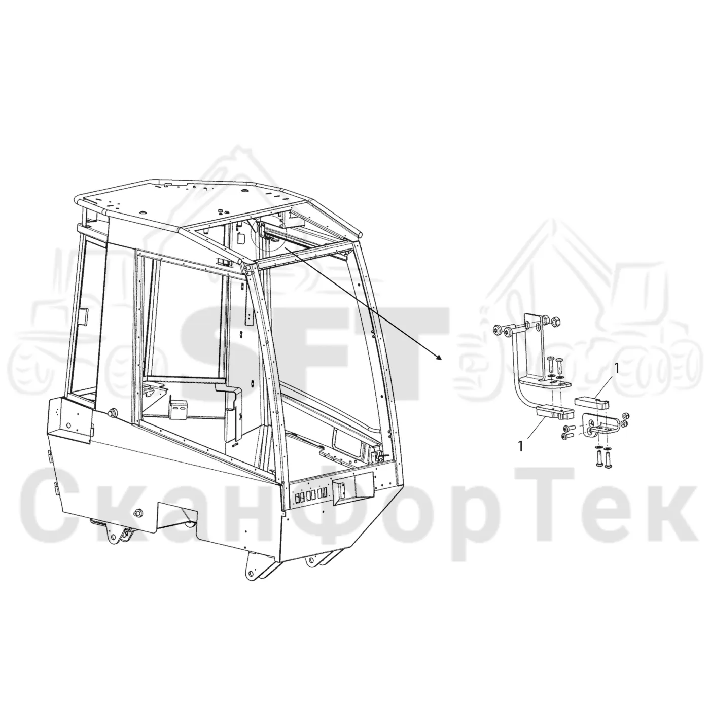 Схема: Komatsu / Лесозаготовительные машины / 901TX .1 / Каталог запасных частей / Кабина / Кабина / Дверной выключатель