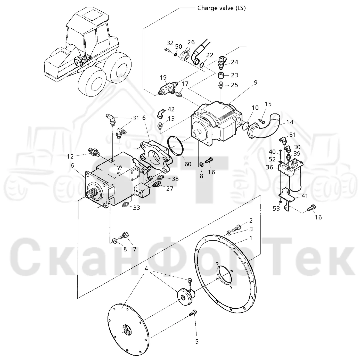 Схема: Valmet / Форвардер / Valmet 890.3 / Valmet 890.3 / Каталог запасных частей / Гидравлика / Гидравлические насосы / Насосная установка 145cc / Насосная установка 145cc  310521-