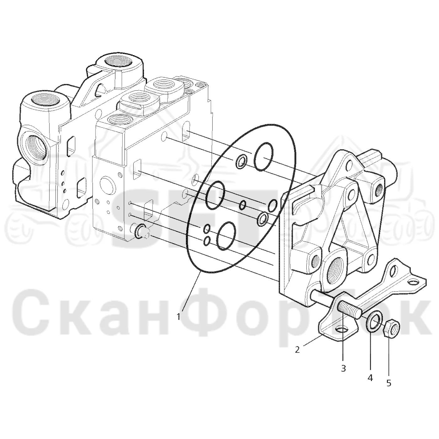 Схема: Valmet / Форвардер / Valmet 890.3 / Valmet 890.3 / Каталог запасных частей / Гидравлика / Узел клапана / Прокладки секции
