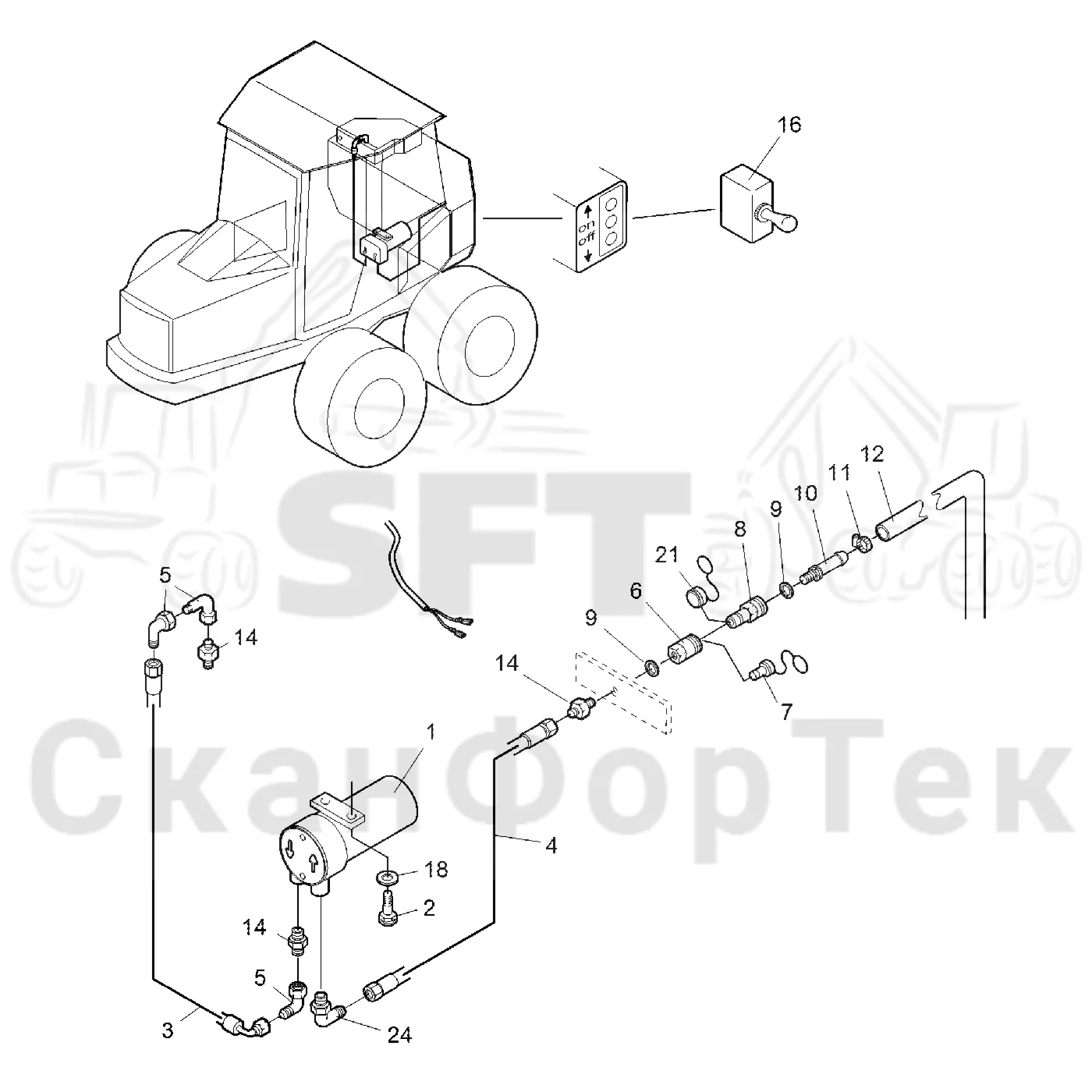 Схема: Valmet / Форвардер / Valmet 890.3 / Valmet 890.3 / Каталог запасных частей / Гидравлика / Заполнение маслом / Заправка масла электрическим насосом