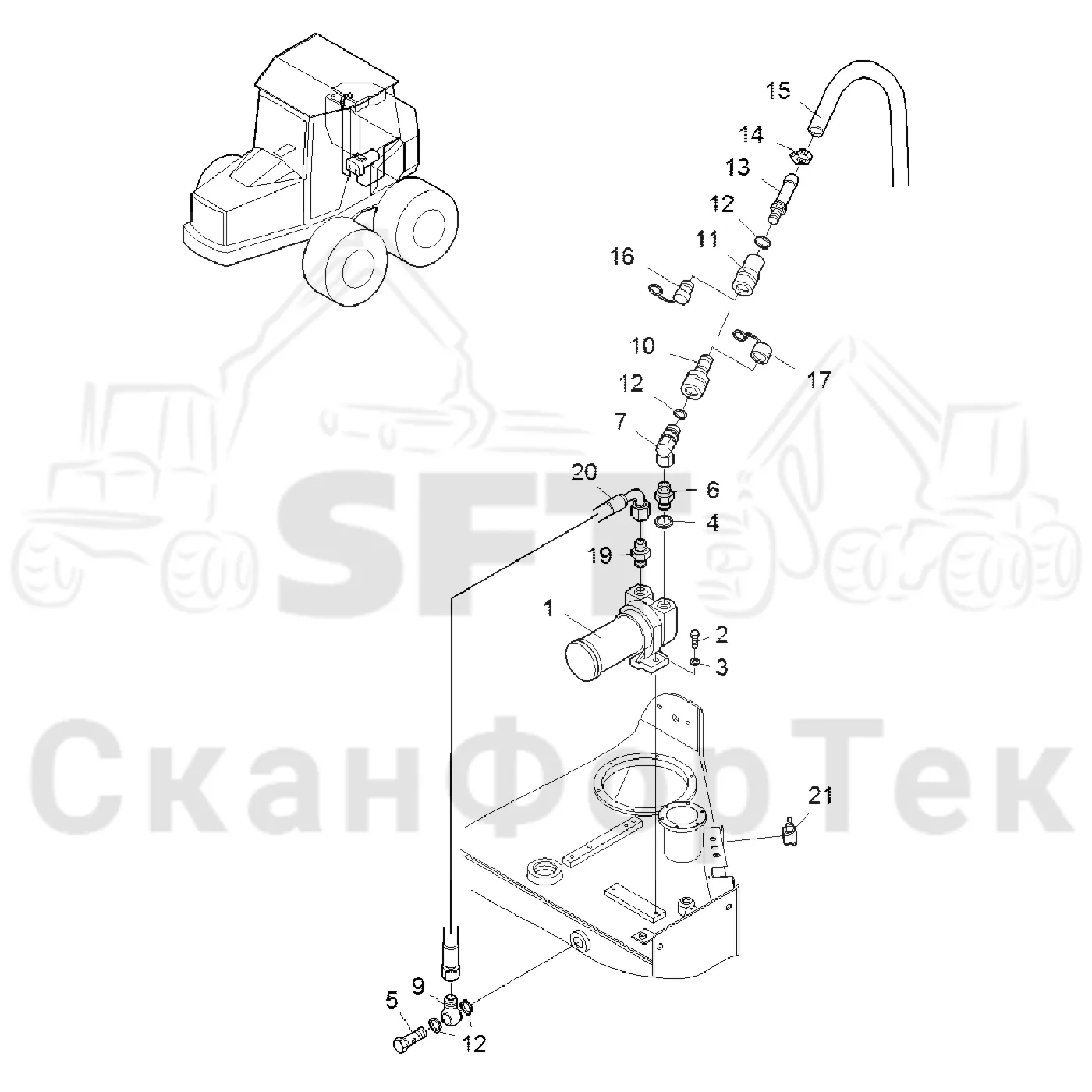 Схема: Valmet / Форвардер / Valmet 860.3 / Valmet 860.3 / Каталог запасных частей / Двигатель / Двигатель 311351- / Топливная система / Топливозаправка электронасосом