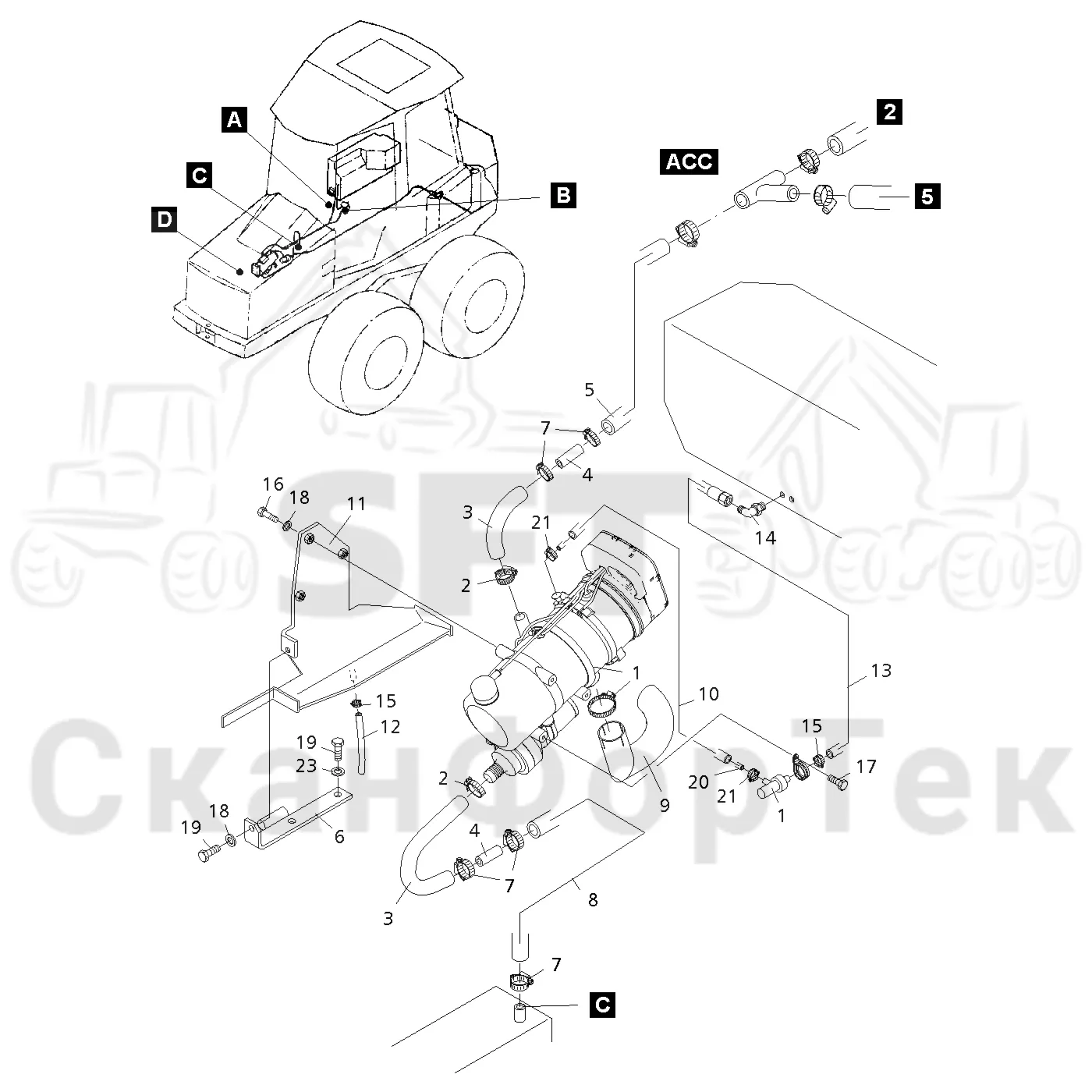Схема: Valmet / Форвардер / Valmet 840TX / Valmet 840TX / Каталог запасных частей / Двигатель / Подогреватель / Подогреватель / Подогреватель