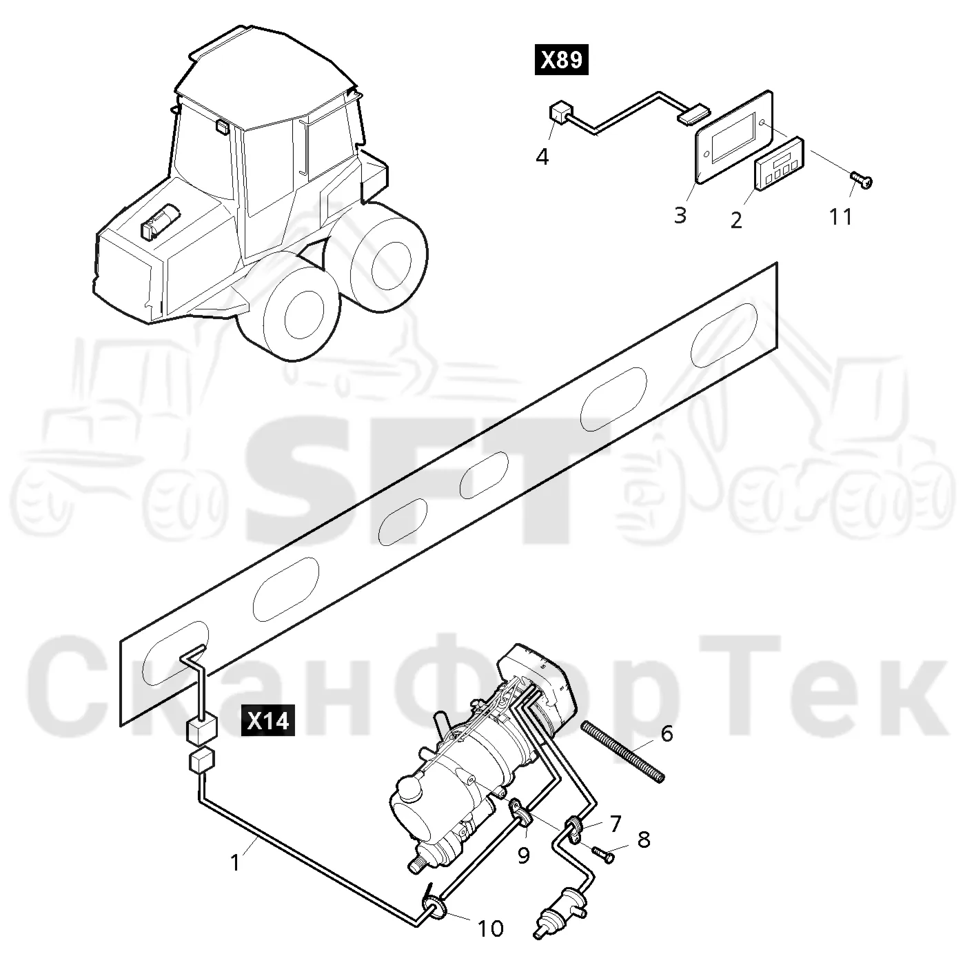 Схема: Valmet / Форвардер / Valmet 890.3 / Valmet 890.3 / Каталог запасных частей / Двигатель / Двигатель -310428 / Подогреватель / Электрический набор Thermo 90 S