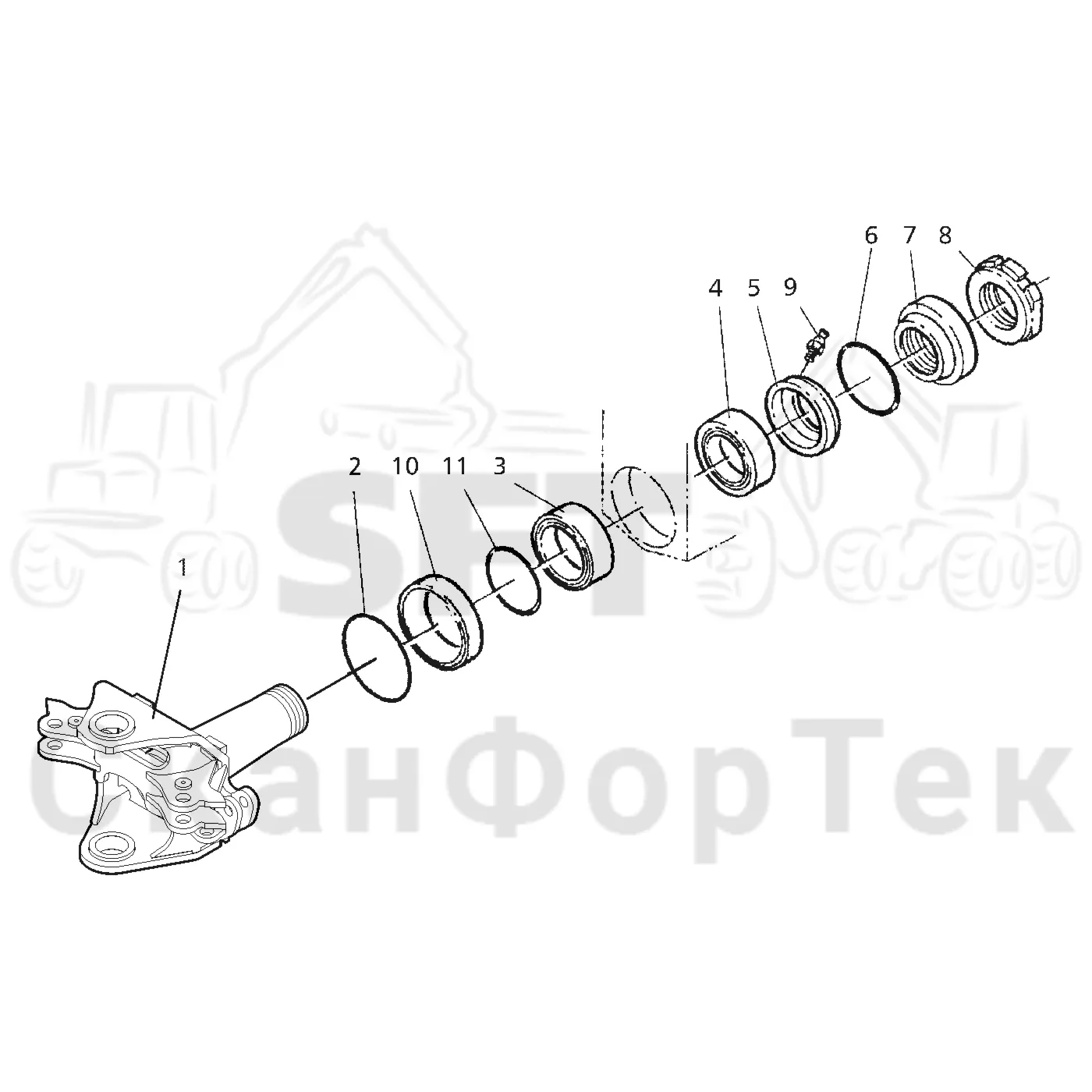 Схема: Valmet / Форвардер / Valmet 860.3 / Valmet 860.3 / Каталог запасных частей / шасси / Сочленение / Рама с шарнирным сочленением