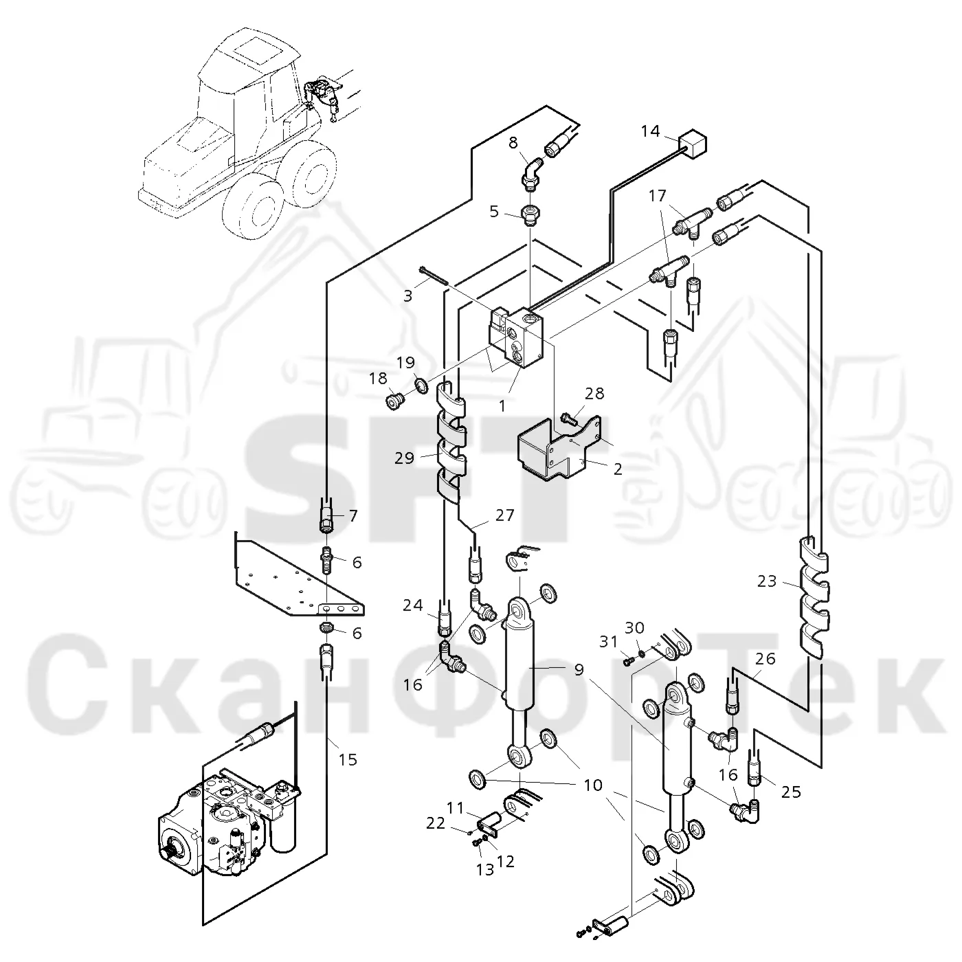 Схема: Valmet / Форвардер / Valmet 840TX / Valmet 840TX / Каталог запасных частей / шасси / Стабилизация / Стабилизация