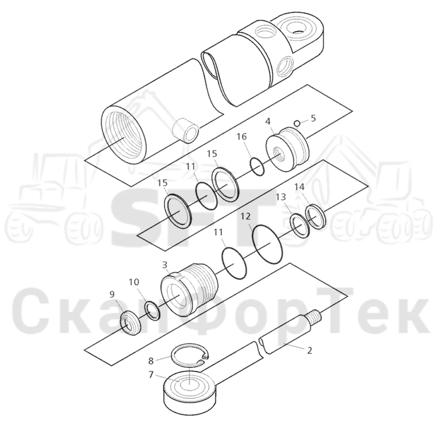 Схема: Komatsu / Форвардер / 840TX / Каталог запасных частей / шасси / Строгальное лезвие / Строгальное лезвие / Запасные части цилиндра