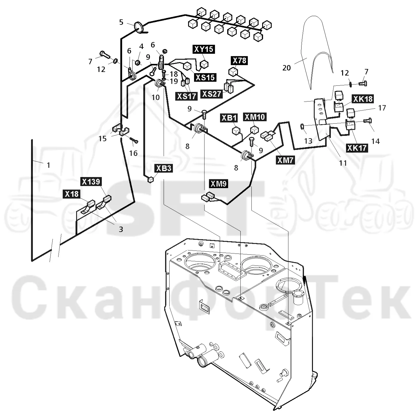 Схема: Komatsu / Форвардер / 860.4 / Каталог запасных частей / Гидравлика / Электрический / Комплект электрооборудования клапана
