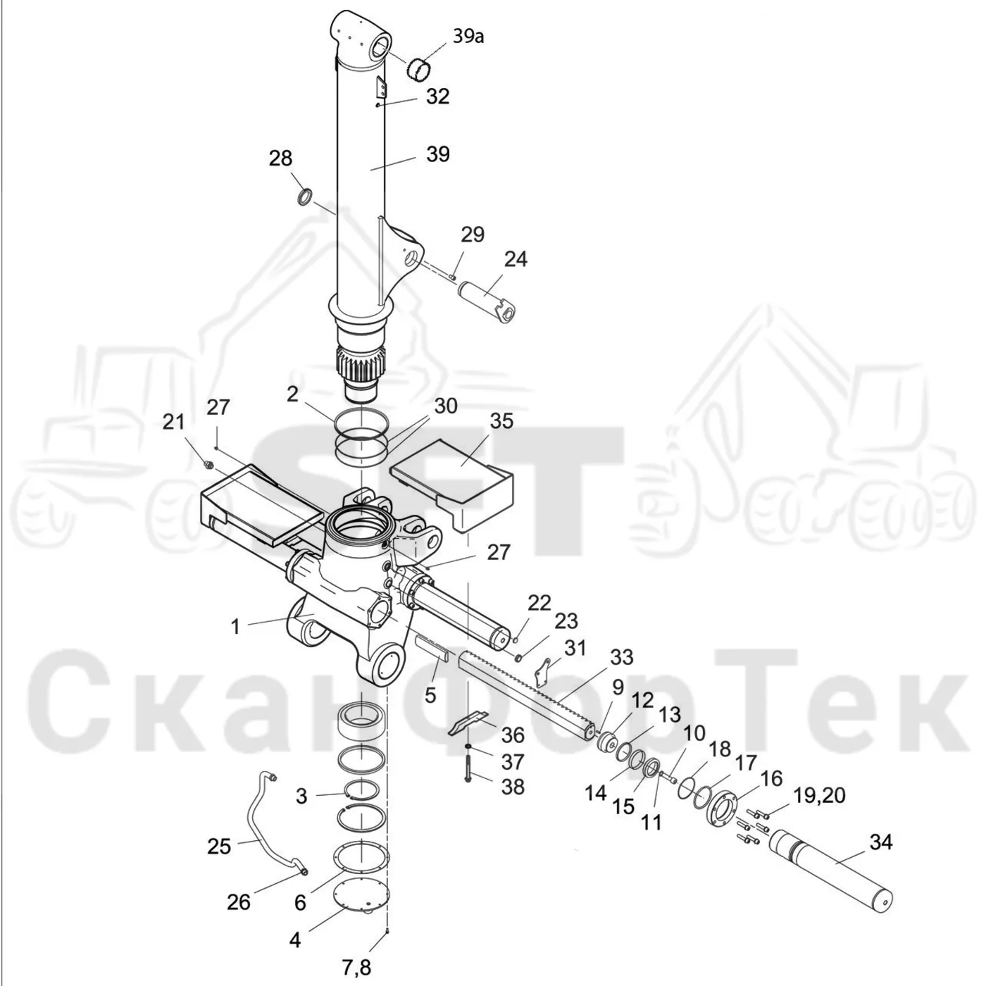 Схема: Valmet / Форвардер / Valmet 860.4 / Valmet 860.4 / Каталог запасных частей / Подъемный кран / Подъемный кран / Valmet CRF 11 Ch. V1001- / Каталог запасных частей / CRF 11 Combi ProTec Tilt / CRF 11 Combi ProTec Tilt / Подъемный кран / Система поворотного механизма