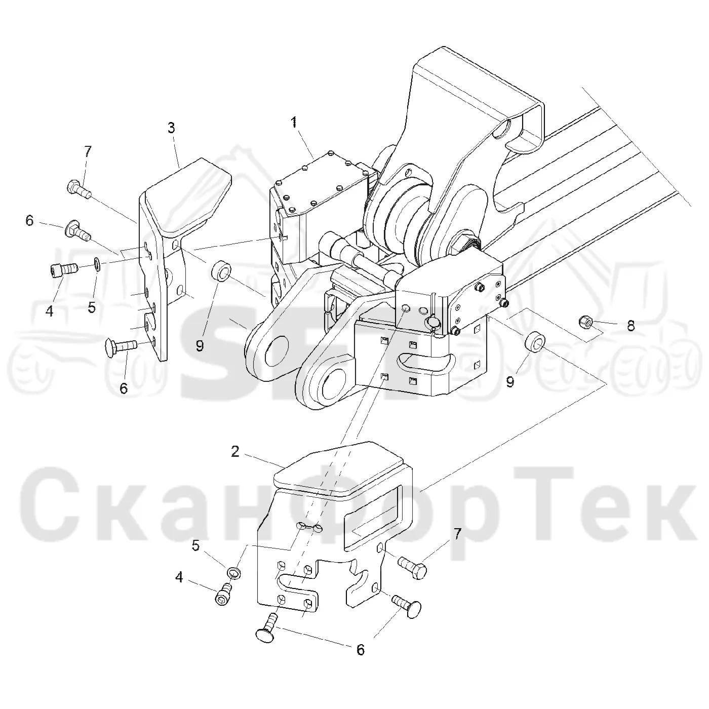 Схема: Komatsu / Форвардер / 860.4 / Каталог запасных частей / Подъемный кран / Подъемный кран Взвешивающее устройство / Сборочный комплект