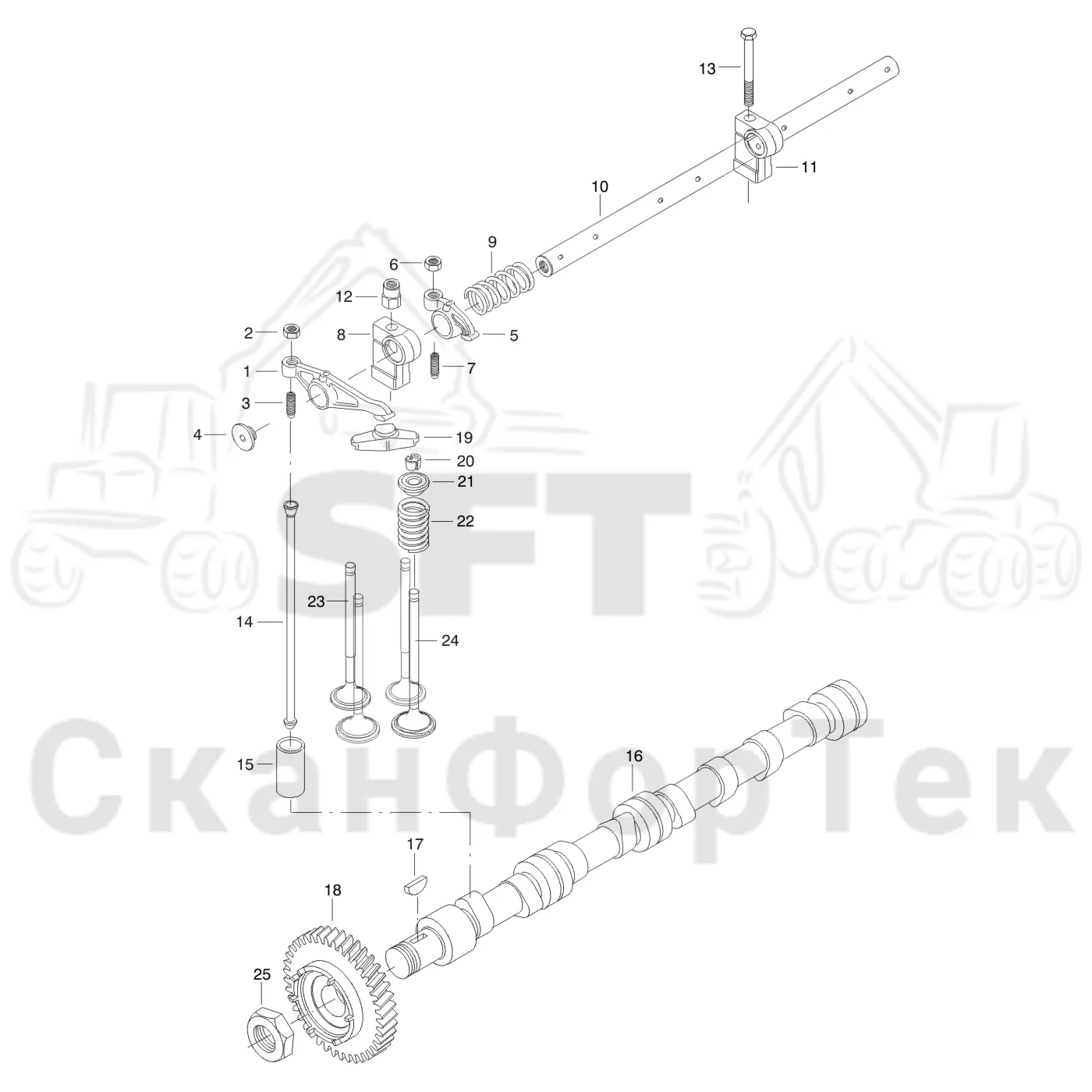 Схема: Valmet / Форвардер / Valmet 840TX / Valmet 840TX / Каталог запасных частей / Двигатель / Блок двигателя / Механизм клапана