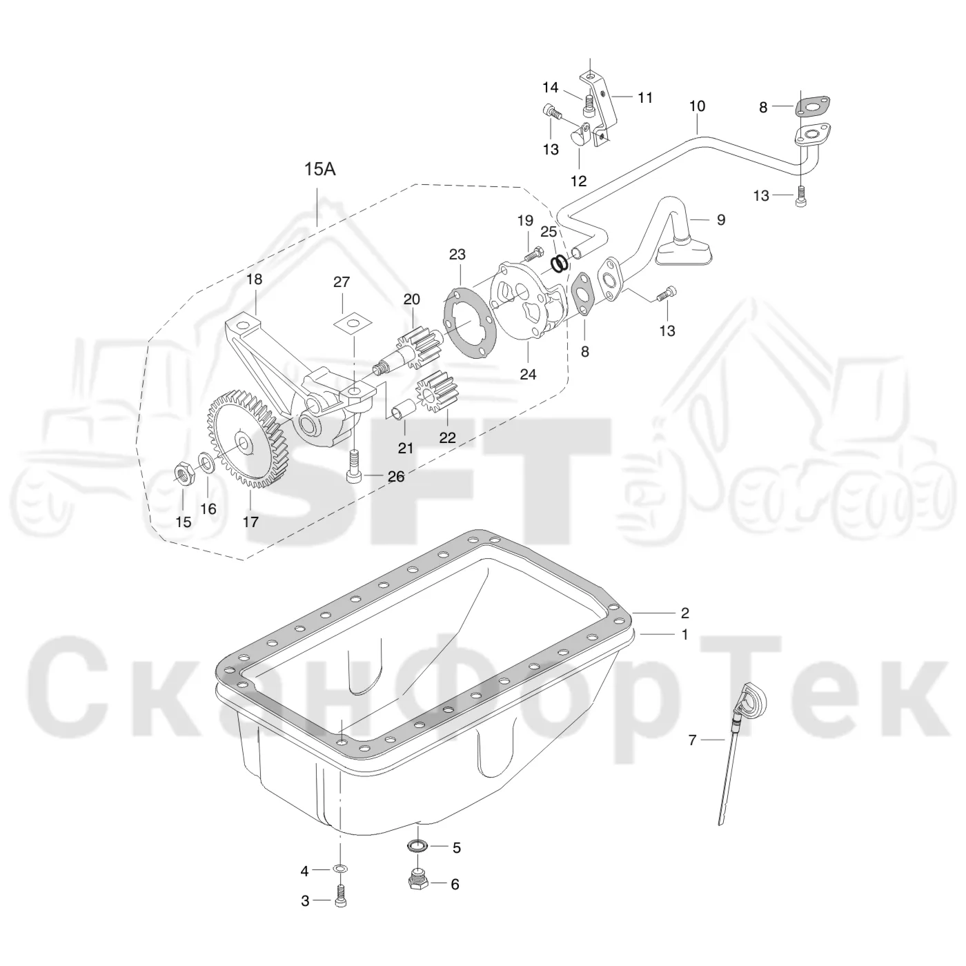 Схема: Valmet / Форвардер / Valmet 840TX / Valmet 840TX / Каталог запасных частей / Двигатель / Система смазки / Маслоотстойник