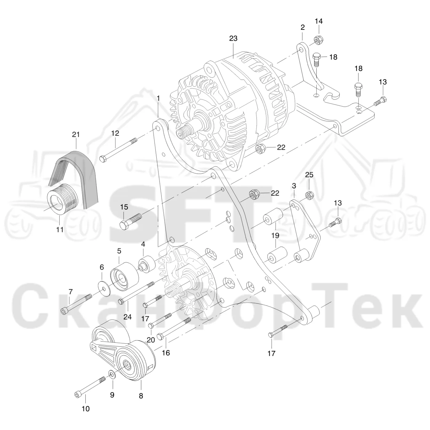 Схема: Komatsu / Форвардер / 840TX / Каталог запасных частей / Двигатель / Генератор переменного тока / Генератор переменного тока