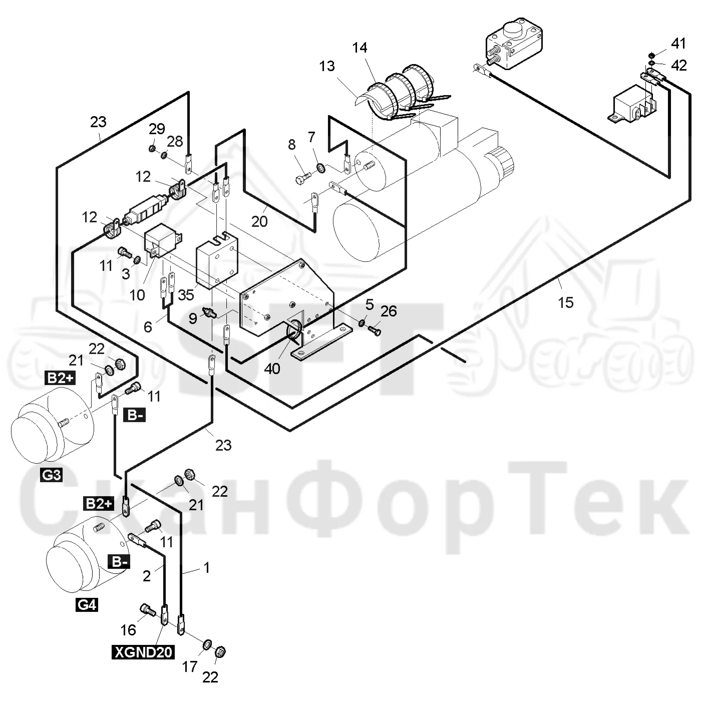 Схема: Valmet / Форвардер / Valmet 840TX / Valmet 840TX / Каталог запасных частей / Двигатель / Генератор переменного тока / Комплект электрооборудования генератора
