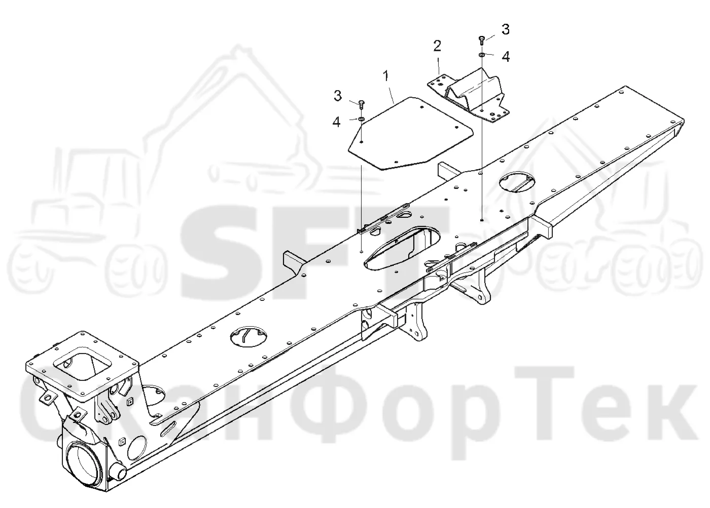 Схема: Valmet / Форвардер / Valmet 840.4 / Valmet 840.4 / Каталог запасных частей / шасси / Зона погрузки / Опора подъемного крана с полным приводом