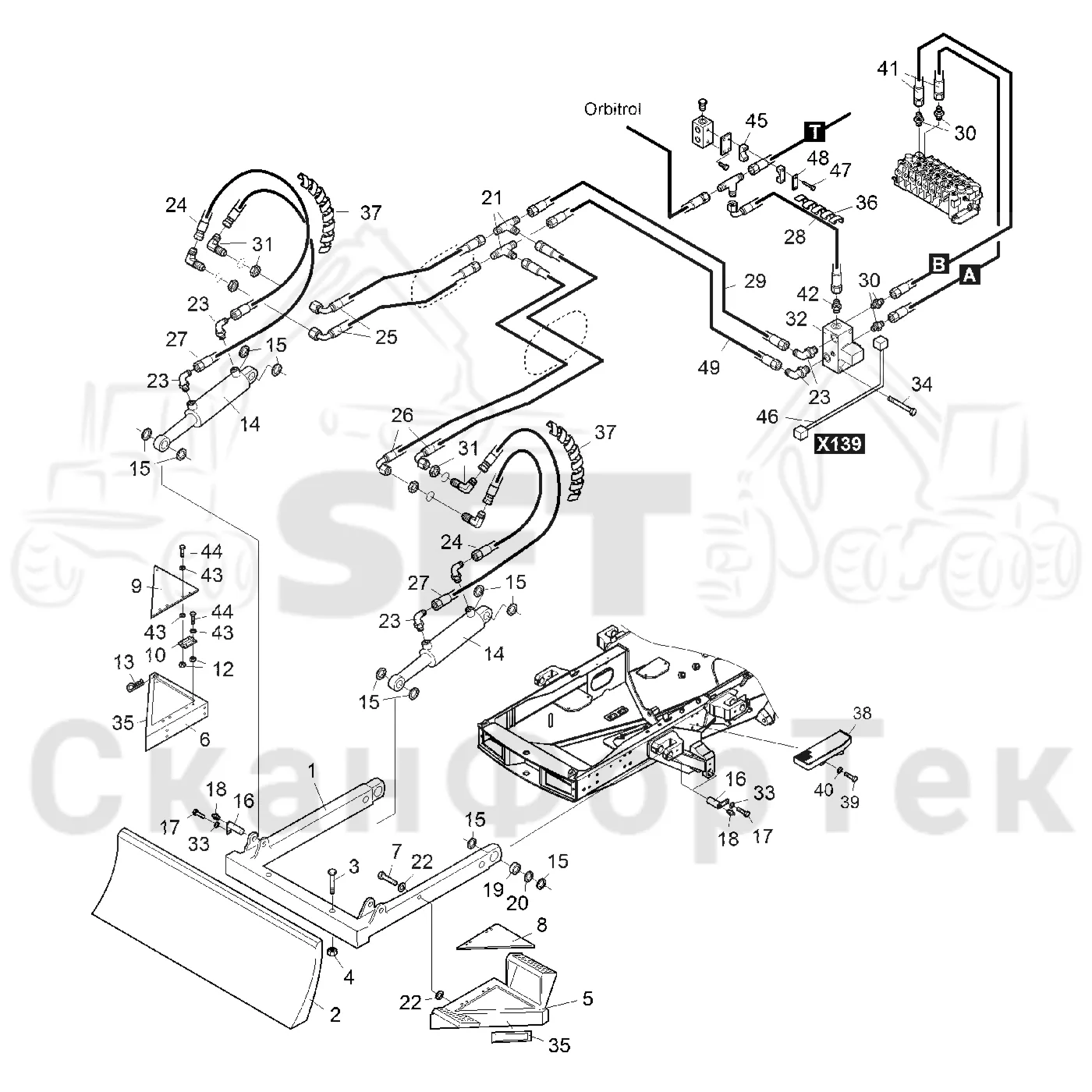Схема: Komatsu / Форвардер / 840TX / Каталог запасных частей / шасси / Строгальное лезвие / Строгальное лезвие